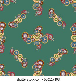 Abstract seamless pattern with randomly bright colored overlapping circles, dots. Abstract background with little circles for your business artwork.