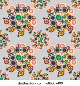Abstract seamless pattern with randomly bright colored overlapping circles, dots. Abstract background with little circles for your business artwork.