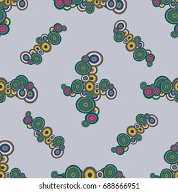 Abstract seamless pattern with randomly bright colored overlapping circles, dots. Abstract background with little circles for your business artwork.