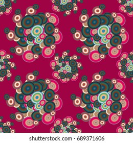 Abstract seamless pattern with randomly bright colored overlapping circles, dots. Abstract background with little circles for your business artwork.