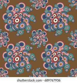 Abstract seamless pattern with randomly bright colored overlapping circles, dots. Abstract background with little circles for your business artwork.