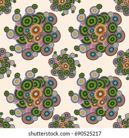 Abstract seamless pattern with randomly bright colored overlapping circles, dots. Abstract background with little circles for your business artwork.