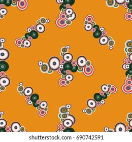 Abstract seamless pattern with randomly bright colored overlapping circles, dots. Abstract background with little circles for your business artwork.