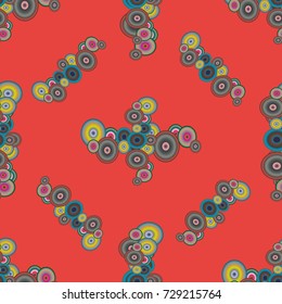 Abstract seamless pattern with randomly bright colored overlapping circles, dots. Abstract background with little circles for your business artwork.