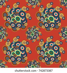 Abstract seamless pattern with randomly bright colored overlapping circles, dots. Abstract background with little circles for your business artwork.