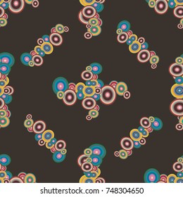 Abstract seamless pattern with randomly bright colored overlapping circles, dots. Abstract background with little circles for your business artwork.