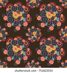 Abstract seamless pattern with randomly bright colored overlapping circles, dots. Abstract background with little circles for your business artwork.