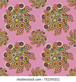 Abstract seamless pattern with randomly bright colored overlapping circles, dots. Abstract background with little circles for your business artwork.