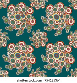Abstract seamless pattern with randomly bright colored overlapping circles, dots. Abstract background with little circles for your business artwork.