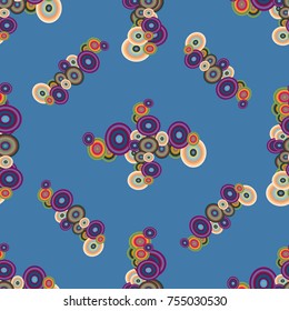 Abstract seamless pattern with randomly bright colored overlapping circles, dots. Abstract background with little circles for your business artwork.