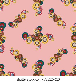 Abstract seamless pattern with randomly bright colored overlapping circles, dots. Abstract background with little circles for your business artwork.