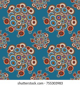 Abstract seamless pattern with randomly bright colored overlapping circles, dots. Abstract background with little circles for your business artwork.
