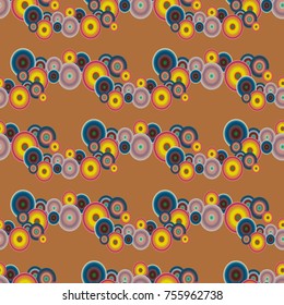 Abstract seamless pattern with randomly bright colored overlapping circles, dots. Abstract background with little circles for your business artwork.