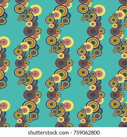 Abstract seamless pattern with randomly bright colored overlapping circles, dots. Abstract background with little circles for your business artwork.