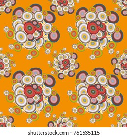 Abstract seamless pattern with randomly bright colored overlapping circles, dots. Abstract background with little circles for your business artwork.