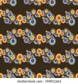 Abstract seamless pattern with randomly bright colored overlapping circles, dots. Abstract background with little circles for your business artwork.