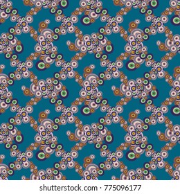 Abstract seamless pattern with randomly bright colored overlapping circles, dots. Abstract background with little circles for your artwork.