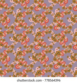 Abstract seamless pattern with randomly bright colored overlapping circles, dots. Abstract background with little circles for your artwork.