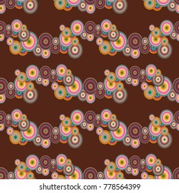 Abstract seamless pattern with randomly bright colored overlapping circles, dots. Abstract background with little circles for your business artwork.
