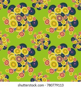 Abstract seamless pattern with randomly bright colored overlapping circles, dots. Abstract background with little circles for your business artwork.