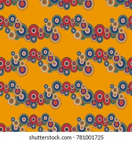 Abstract seamless pattern with randomly bright colored overlapping circles, dots. Abstract background with little circles for your business artwork.