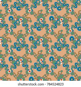 Abstract seamless pattern with randomly bright colored overlapping circles, dots. Abstract background with little circles for your artwork.