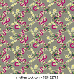 Abstract seamless pattern with randomly bright colored overlapping circles, dots. Abstract background with little circles for your artwork.
