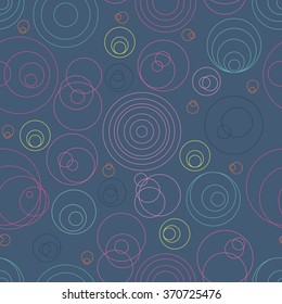 Abstract seamless pattern with randomly circles of thin lines. Abstract background with little circles. Vector illustration.
