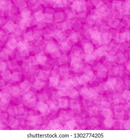 Abstract seamless pattern of randomly distributed translucent squares in purple colors