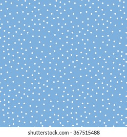 Abstract seamless pattern with randomly dots. Blue background with little circles. Vector illustration.