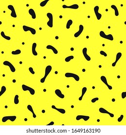 Abstract seamless pattern with randomly scattered organic shapes and dots. Simple stylish print. Vector illustration.