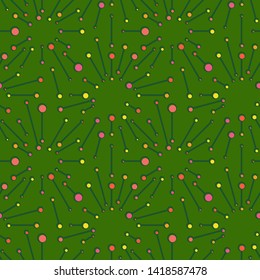 Abstract seamless pattern with rays and lines on colored background. Simple vector ornament for textile, wrapping paper, prints, fabric, wallpaper, web etc.