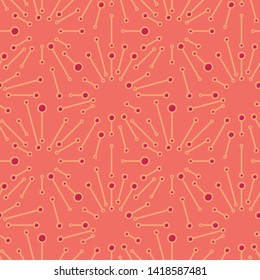 Abstract seamless pattern with rays and lines on colored background. Simple vector ornament for textile, wrapping paper, prints, fabric, wallpaper, web etc.