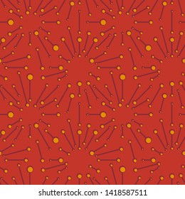 Abstract seamless pattern with rays and lines on colored background. Simple vector ornament for textile, wrapping paper, prints, fabric, wallpaper, web etc.