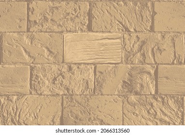 Abstract seamless pattern with realistic brick wall. Vector texture in the grunge style with old beige horizontal brickwork. Relief repeating background, wallpaper, wrapping paper or fabric design