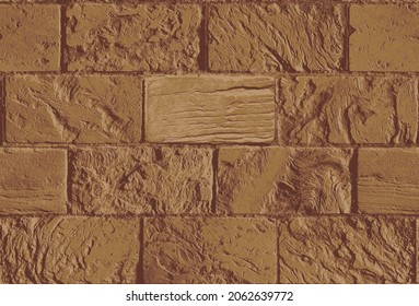 Resumen de un patrón impecable con una pared de ladrillo marrón realista. Fondo de repetición grabado, papel pintado, papel envolvente o diseño de tela. Textura vectorial con ladrillo horizontal antiguo en estilo loft