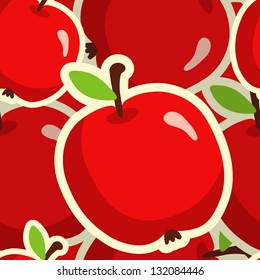 Abstract seamless pattern with red apples-vector