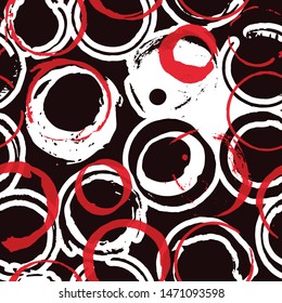 Abstract seamless pattern. Red circles vector background graphically template.
