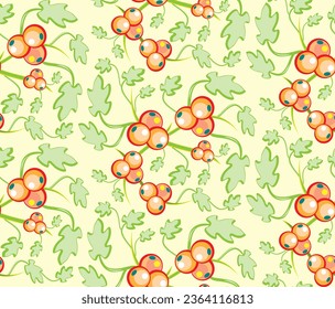 Abstract seamless pattern with red currant berries