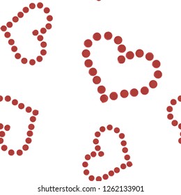 Abstract Seamless Pattern with Red heart of dots. Elements are not cropped. Pattern under the mask. Vector. Perfect design for textile, box, posters, cards, web etc.