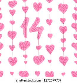 Abstract seamless pattern with red heart shaped. Valentines day background. Vector illustration eps