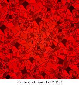 Abstract seamless pattern of red pieces, vector background