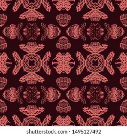 Abstract seamless pattern. Red and pink colors. Outline. Design packing on new year and Christmas 