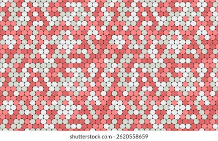 Abstract seamless pattern of red, pink, and white circles.  Ideal for textile design, website backgrounds, or modern branding.