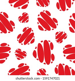 Abstract seamless pattern with red stylized hearts on white background.  Endless background. Minimal design for Valentine's day. Vector illustration