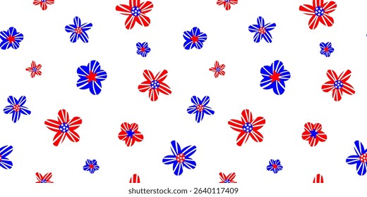 abstract seamless pattern with red white and blue flowers for independence day celebration web design wallpaper