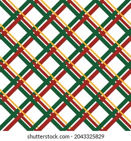 Abstract Seamless pattern of red,green and yellow  lines and rotation and overlapping. Vector beautiful plaid pattern design for decorating , fabric, wrapping, textile, wallpaper,apparel for Christmas