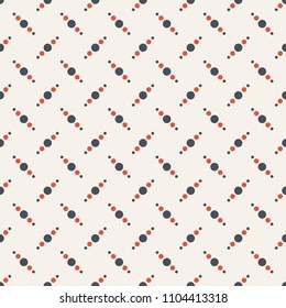 Abstract seamless pattern. Regular repeating groups of circles. Diagonal arrangement. Modern stylish texture. Minimalistic contrast graphic print. Flat design. Vector color background.