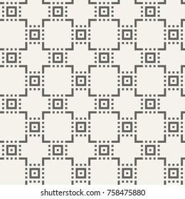 Abstract seamless pattern. Regularly repeating geometric ornament of squares and rectangular lines. Vector background.