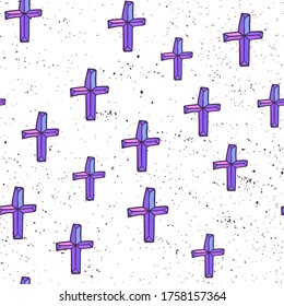 Resumen de un patrón sin fisuras con la religión cruza el signo cristiano dibujado a mano. Bonita textura moderna. Fondo multicolor para su diseño, fondo, papel tapiz, envoltura